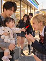 金髪の女子高生に、娘が「ねえね」と手を伸ばした